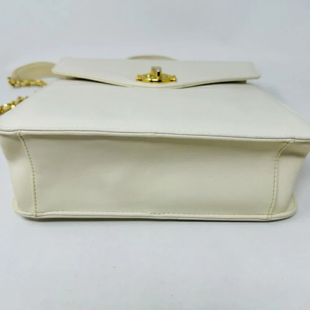 Vintage Giani Bernini Beige Leather‎ Shoulder Bag with Woven Chain Strap